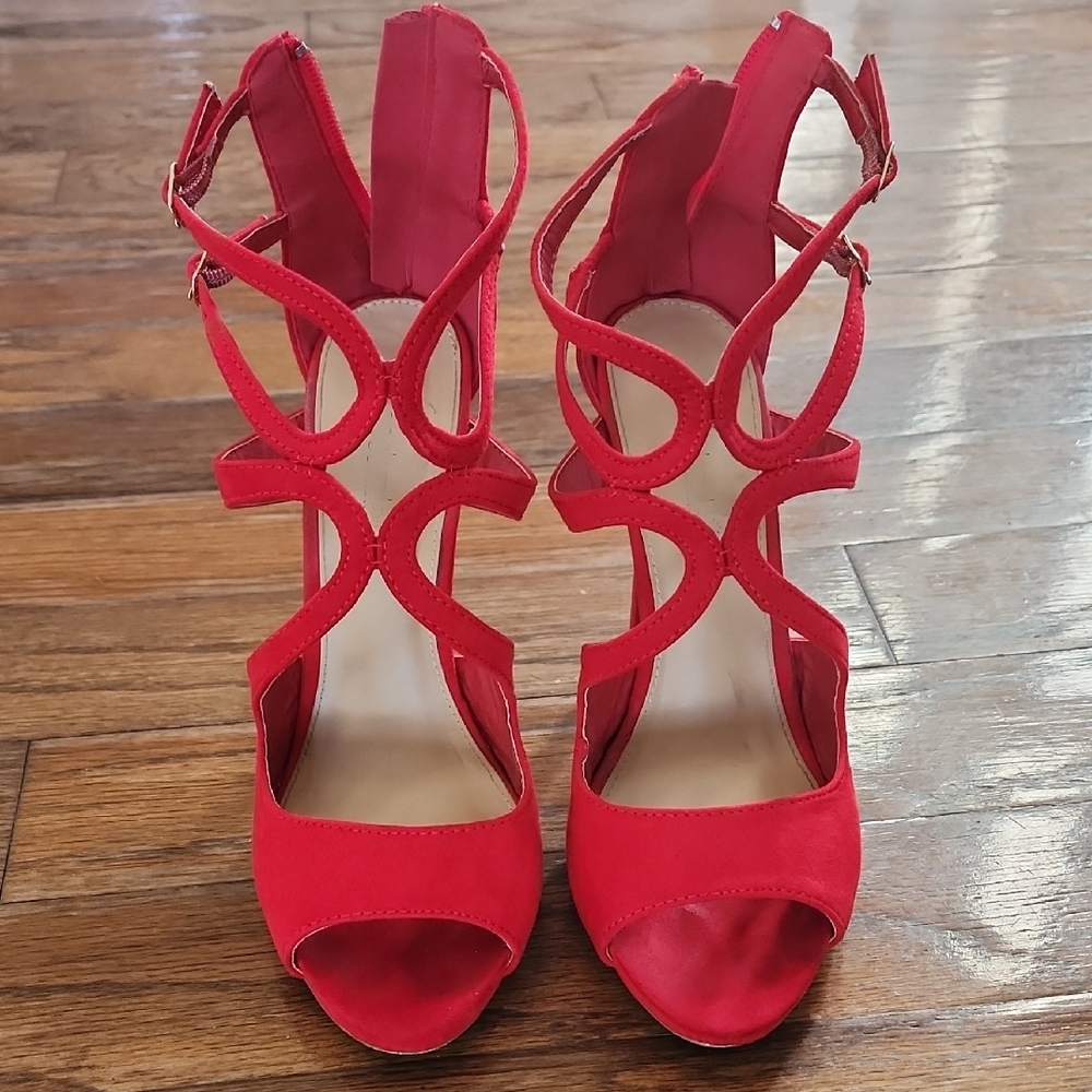Shoe Dazzle Scarlet Strappy Heels